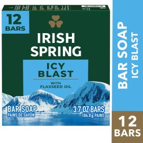 Irish Spring Icy Blast Bar Soap for Men, Mens Bar Soap, 12 Pack, 3.7 oz Soap Bars